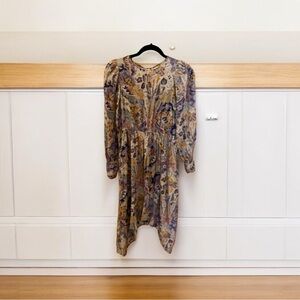 Zara Midi Asymmetrical Dress, Size S, Long Sleeved, Geometric Print.